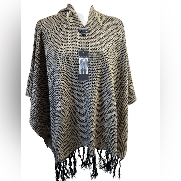 Kiara Lightweight Aztec Boho Knit Tassel Fringe Wrap Shawl Poncho Shrug - Picture 9 of 10